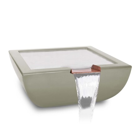 The Outdoor Plus 30 Square Avalon Water Bowl - GFRC Concrete - Ash - OPT-AVLWO30-ASH
